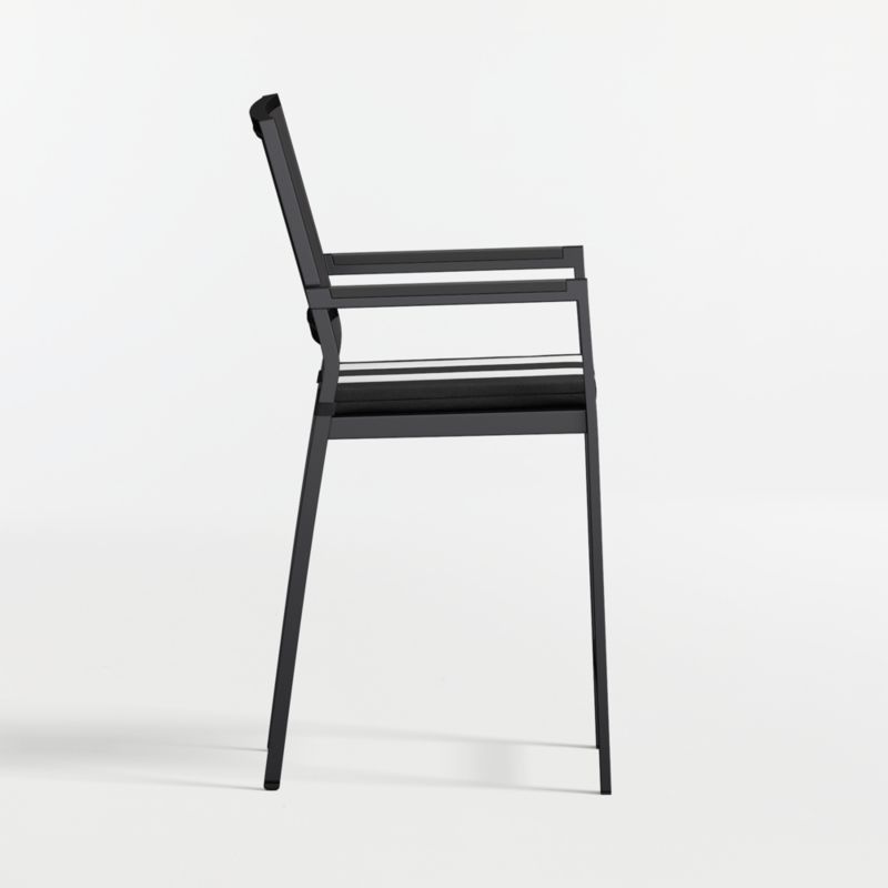 Alfresco Black Metal Outdoor Counter Stool with Black and White Cabana Stripe Sunbrella ® Cushion - image 3 of 6