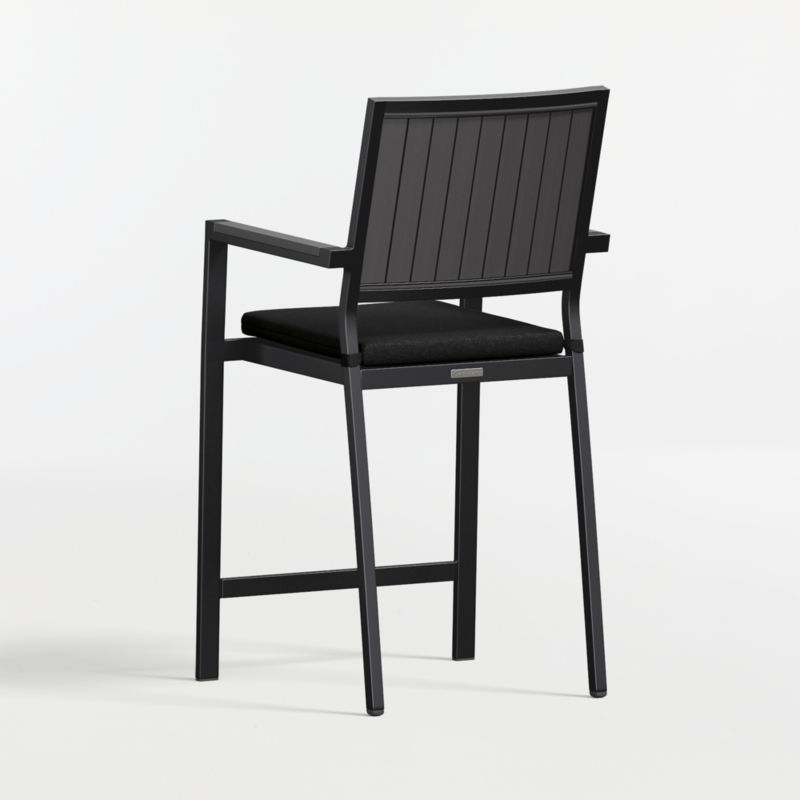 Alfresco Black Metal Outdoor Counter Stool with Canvas Black Sunbrella ® Cushion - image 4 of 6