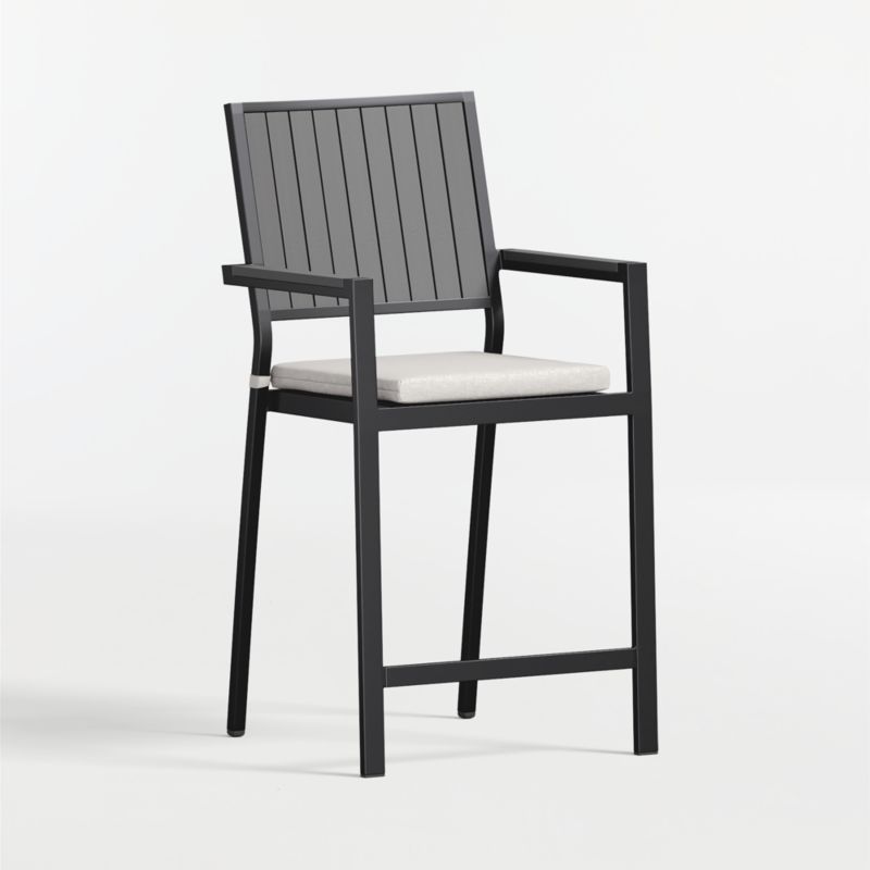 Alfresco Black Metal Outdoor Counter Stool with Canvas Canvas Sunbrella ® Cushion - image 2 of 6