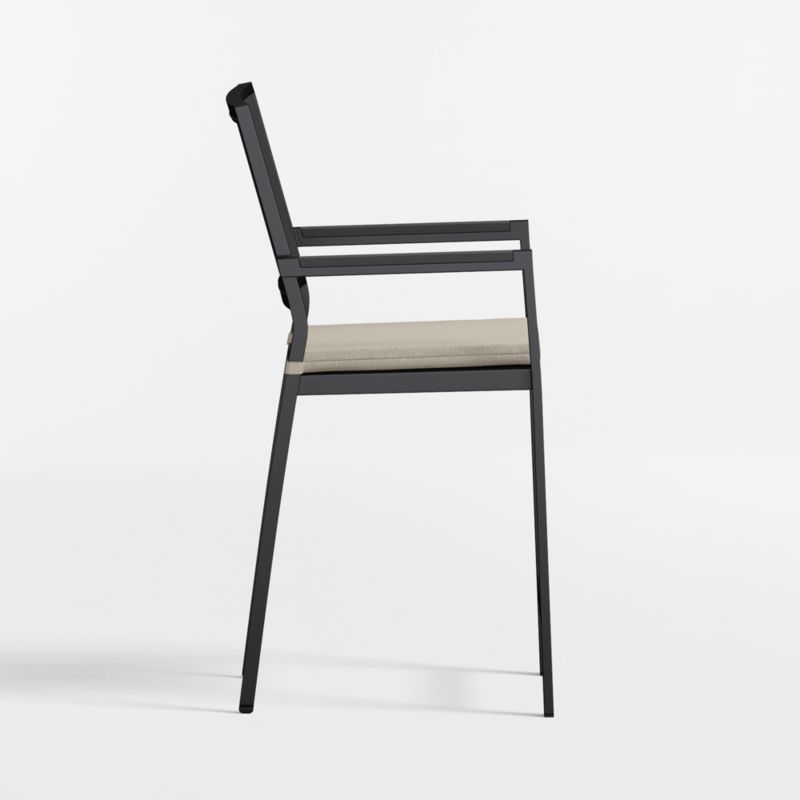 Alfresco Black Metal Outdoor Counter Stool with Canvas Flax Sunbrella ® Cushion - image 4 of 7