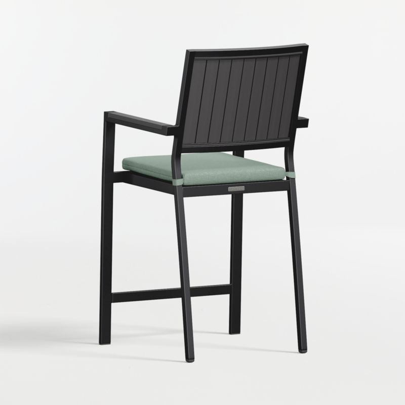 Alfresco Black Metal Outdoor Counter Stool with Canvas Spa Sunbrella ® Cushion - image 5 of 7