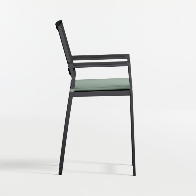 Alfresco Black Metal Outdoor Counter Stool with Canvas Spa Sunbrella ® Cushion - image 4 of 7