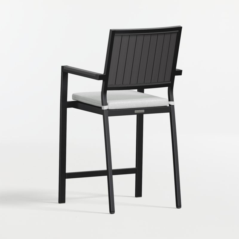 Alfresco Black Metal Outdoor Counter Stool with Canvas White Sunbrella ® Cushion - image 4 of 6