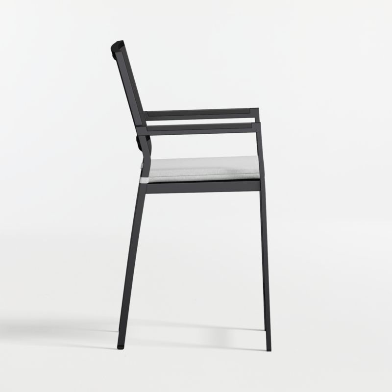 Alfresco Black Metal Outdoor Counter Stool with Canvas White Sunbrella ® Cushion - image 3 of 6