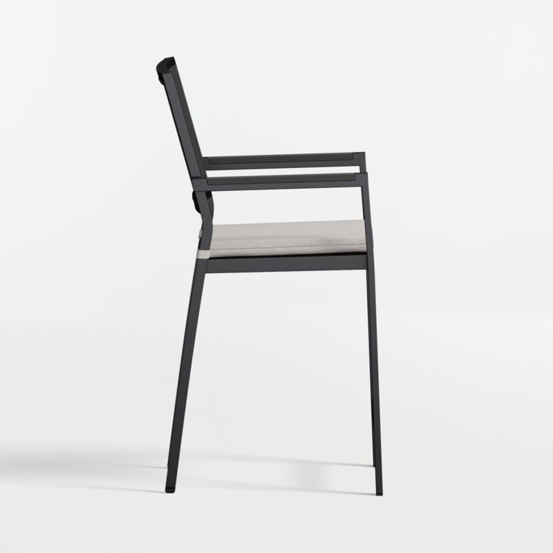 Alfresco Black Metal Outdoor Counter Stool with Cast Ash Sunbrella ® Cushion - image 3 of 6