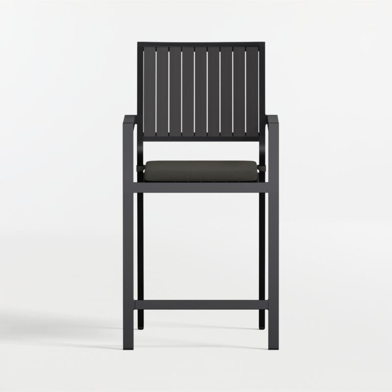 Alfresco Black Metal Outdoor Counter Stool with Cast Charcoal Sunbrella ® Cushion - image 3 of 8