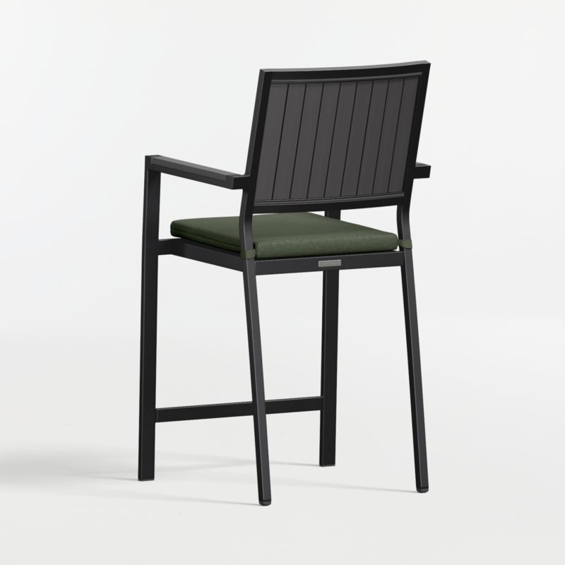Alfresco Black Metal Outdoor Counter Stool with Cast Sage Sunbrella ® Cushion - image 5 of 7