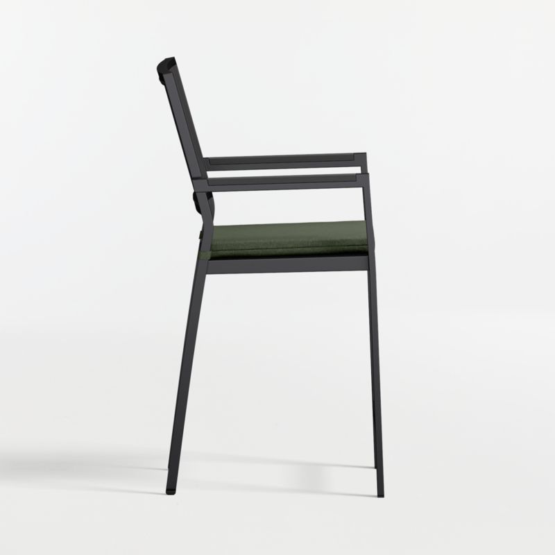 Alfresco Black Metal Outdoor Counter Stool with Cast Sage Sunbrella ® Cushion - image 4 of 7