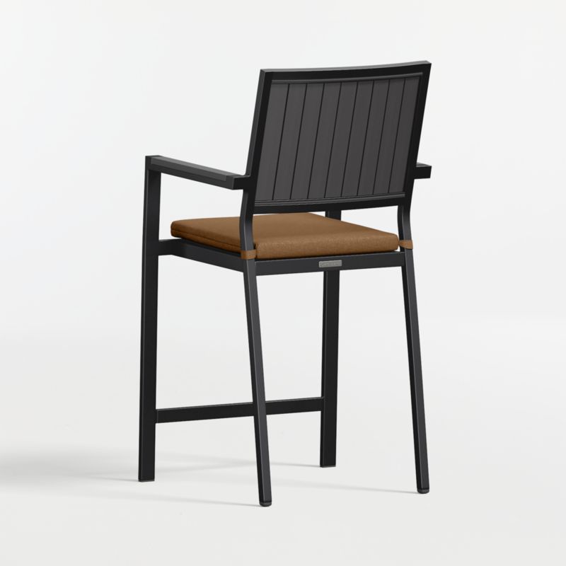 Alfresco Black Metal Outdoor Counter Stool with Cast Teak Sunbrella ® Cushion - image 4 of 6