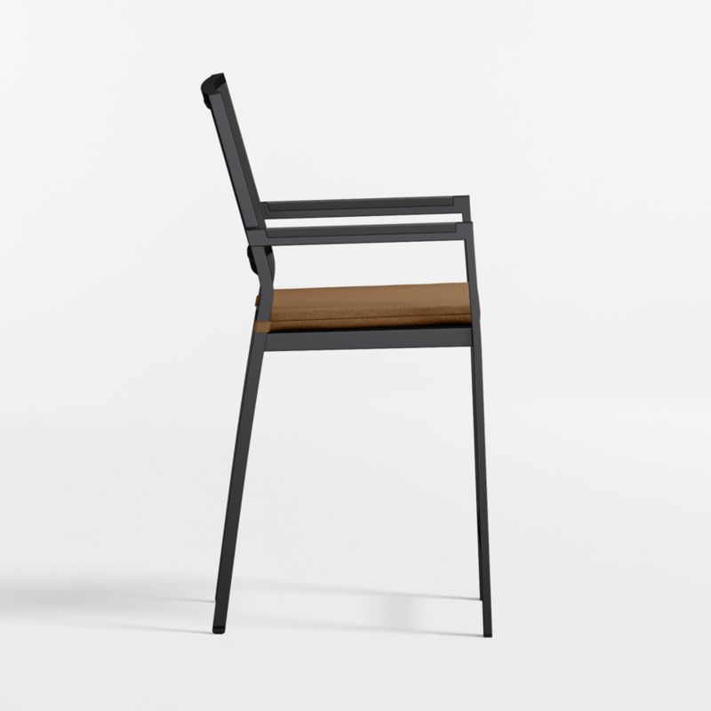 Alfresco Black Metal Outdoor Counter Stool with Cast Teak Sunbrella ® Cushion - image 3 of 6