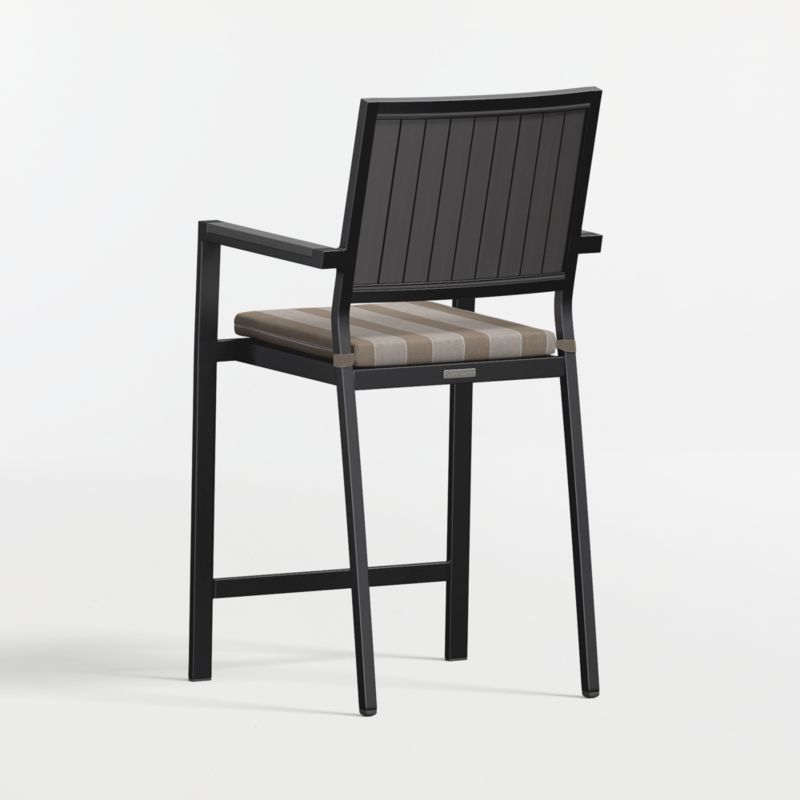Alfresco Black Metal Outdoor Counter Stool with Range Dune Stripe Sunbrella ® Cushion - image 4 of 6