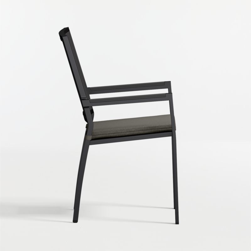 Alfresco Black Metal Outdoor Dining Armchair with Canvas Charcoal Sunbrella ® Cushion - image 5 of 9