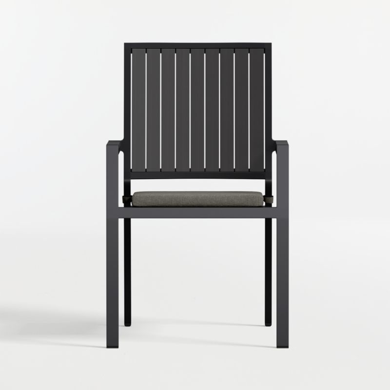 Alfresco Black Metal Outdoor Dining Armchair with Canvas Charcoal Sunbrella ® Cushion - image 4 of 9