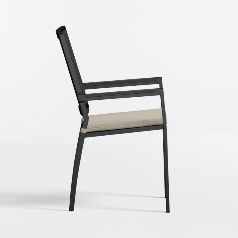 Alfresco Black Metal Outdoor Dining Armchair with Canvas Flax Sunbrella ® Cushion - image 7 of 11