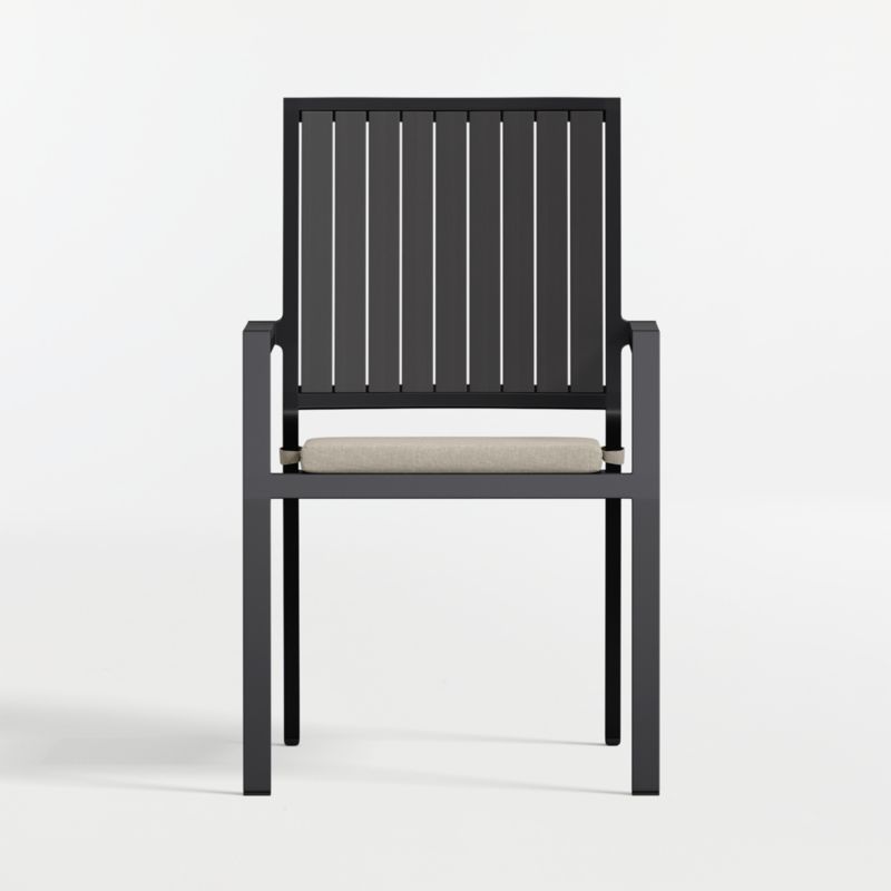 Alfresco Black Metal Outdoor Dining Armchair with Canvas Flax Sunbrella ® Cushion - image 6 of 11