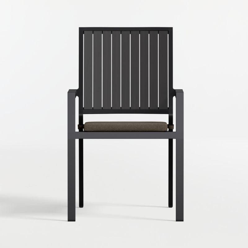 Alfresco Black Metal Outdoor Dining Armchair with Canvas Java Sunbrella ® Cushion - image 4 of 9
