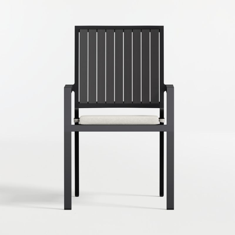 Alfresco Black Metal Outdoor Dining Armchair with Canvas Natural Sunbrella ® Cushion - image 4 of 9