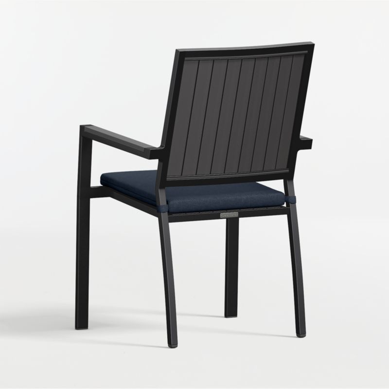 Alfresco Black Metal Outdoor Dining Armchair with Canvas Navy Sunbrella ® Cushion - image 6 of 9