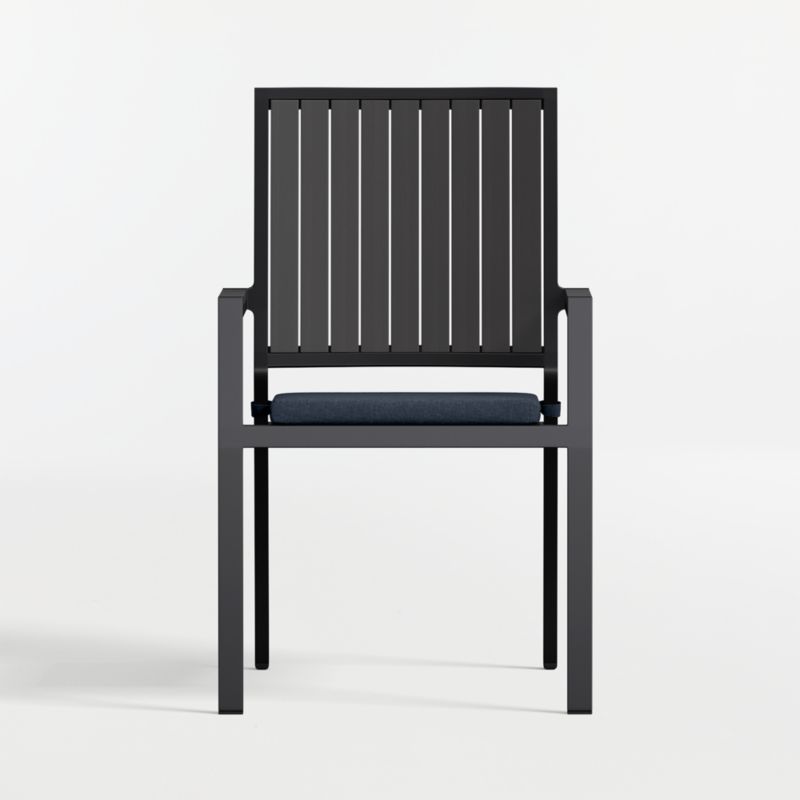Alfresco Black Metal Outdoor Dining Armchair with Canvas Navy Sunbrella ® Cushion - image 4 of 9
