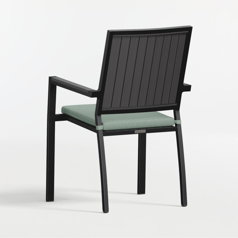 Alfresco Black Metal Outdoor Dining Armchair with Canvas Spa Sunbrella ® Cushion - image 6 of 9