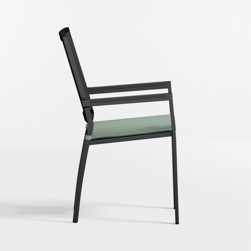 Alfresco Black Metal Outdoor Dining Armchair with Canvas Spa Sunbrella ® Cushion - image 5 of 9