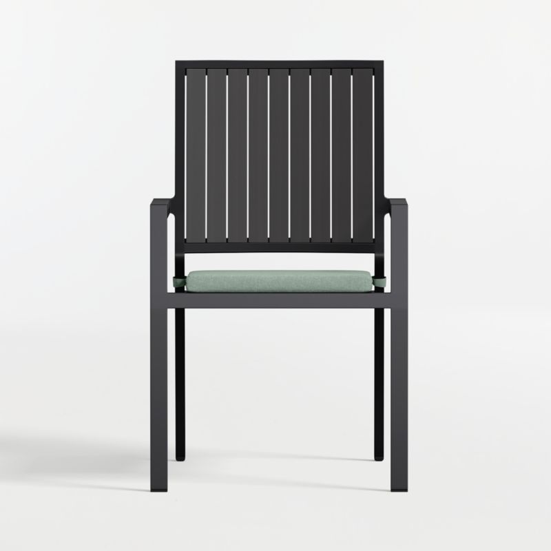 Alfresco Black Metal Outdoor Dining Armchair with Canvas Spa Sunbrella ® Cushion - image 4 of 9
