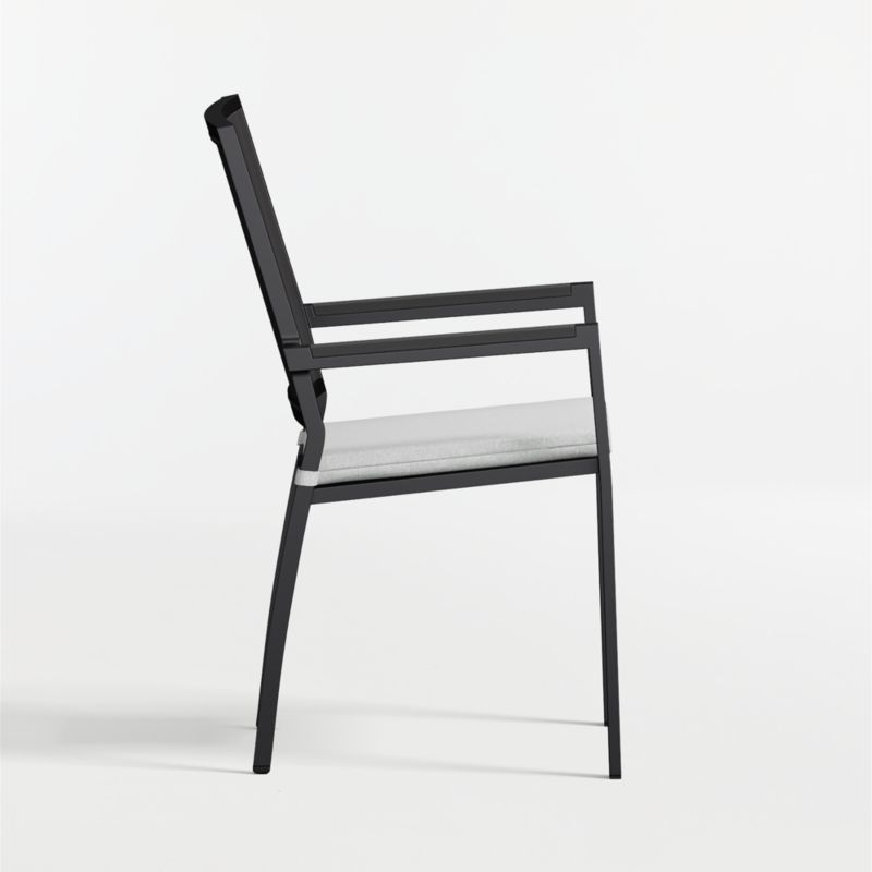 Alfresco Black Metal Outdoor Dining Armchair with Canvas White Sunbrella ® Cushion - image 5 of 9