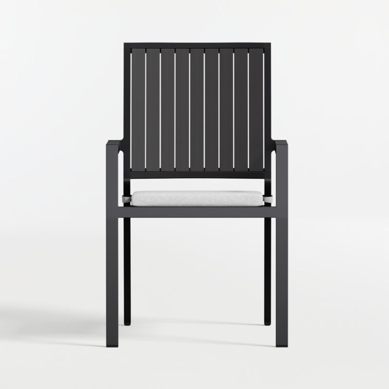 Alfresco Black Metal Outdoor Dining Armchair with Canvas White Sunbrella ® Cushion - image 4 of 9