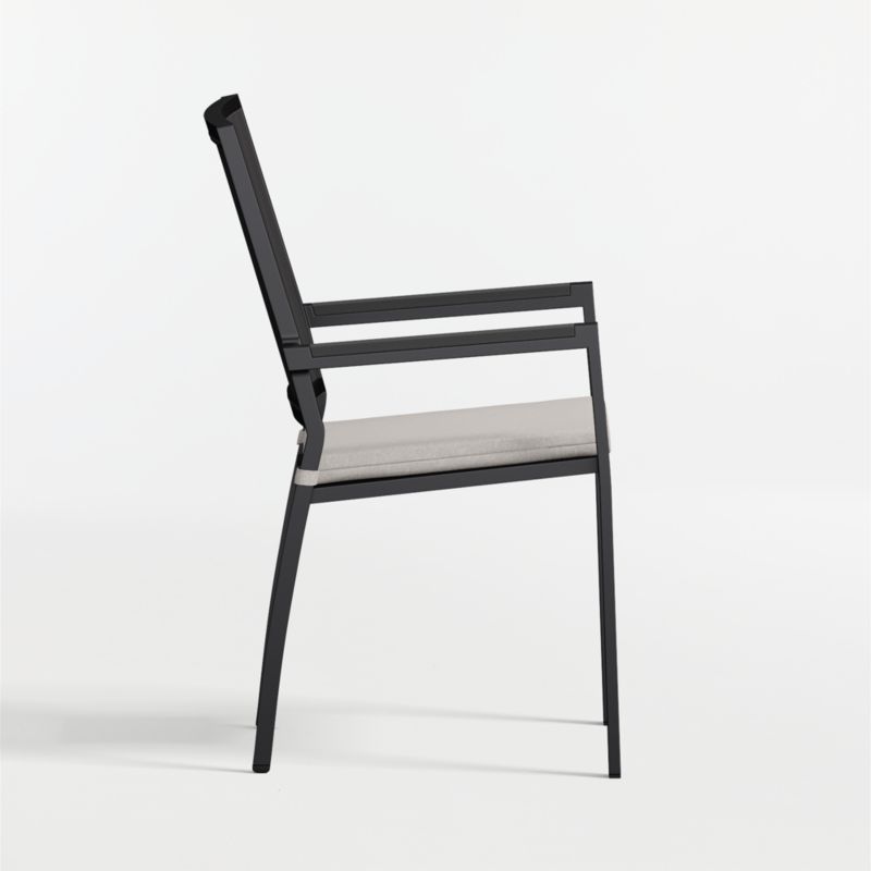 Alfresco Black Metal Outdoor Dining Armchair with Cast Ash Sunbrella ® Cushion - image 5 of 9