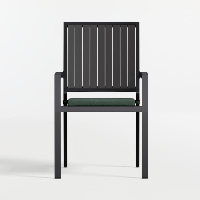 Alfresco Black Metal Outdoor Dining Armchair with Cast Ivy Sunbrella ® Cushion - image 4 of 9