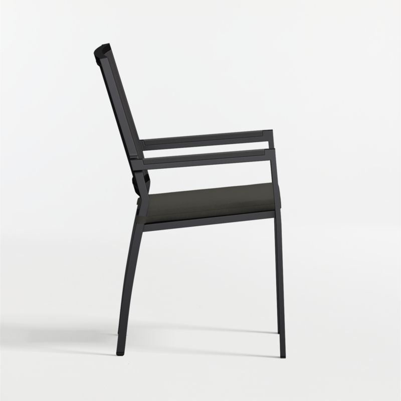 Alfresco Black Metal Outdoor Dining Armchair with Cast Charcoal Sunbrella ® Cushion - image 7 of 11
