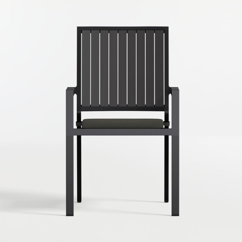 Alfresco Black Metal Outdoor Dining Armchair with Cast Charcoal Sunbrella ® Cushion - image 6 of 11