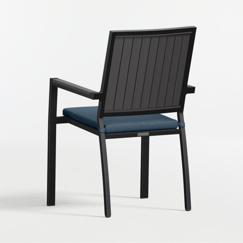 Alfresco Black Metal Outdoor Dining Armchair with Cast Harbor Sunbrella ® Cushion - image 6 of 9