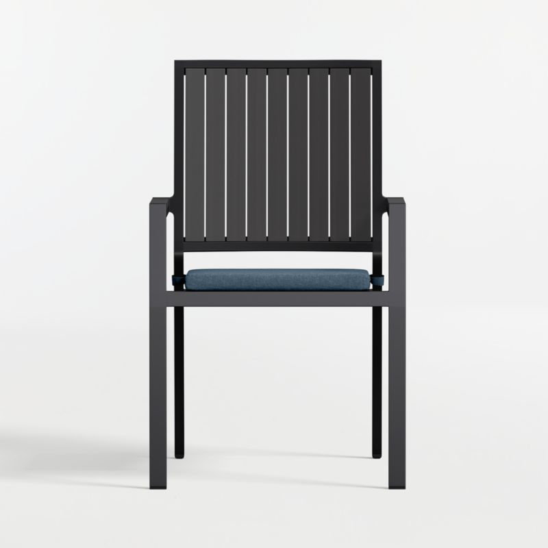 Alfresco Black Metal Outdoor Dining Armchair with Cast Harbor Sunbrella ® Cushion - image 4 of 9