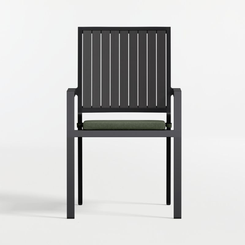 Alfresco Black Metal Outdoor Dining Armchair with Cast Sage Sunbrella ® Cushion - image 4 of 9