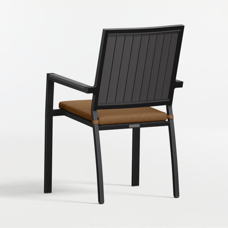 Alfresco Black Metal Outdoor Dining Armchair with Cast Teak Sunbrella ® Cushion - image 6 of 9