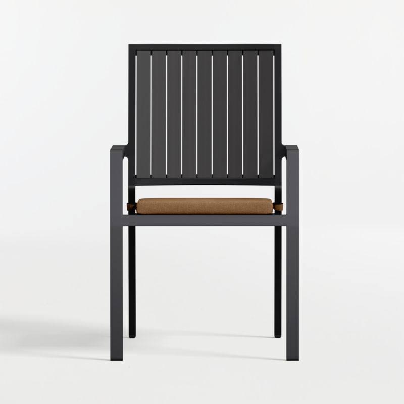 Alfresco Black Metal Outdoor Dining Armchair with Cast Teak Sunbrella ® Cushion - image 4 of 9