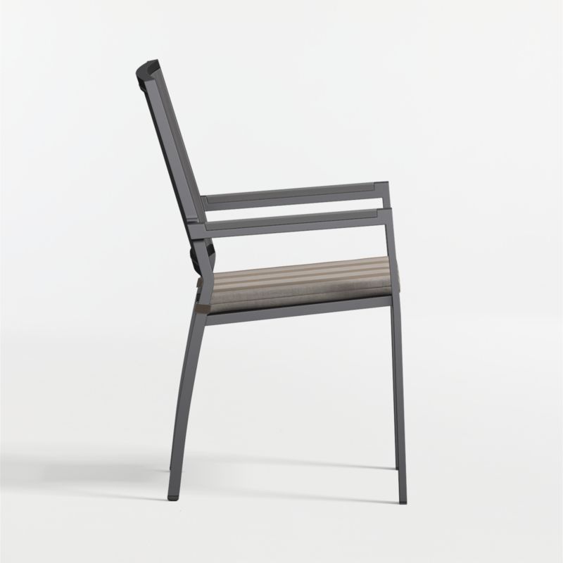 Alfresco Black Metal Outdoor Dining Armchair with Range Dune Sunbrella ® Cushion - image 5 of 9