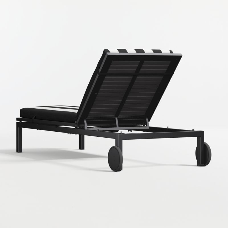 Alfresco Black Metal Outdoor Sun Lounger with Black and White Cabana Stripe Sunbrella ® Cushion - image 6 of 8