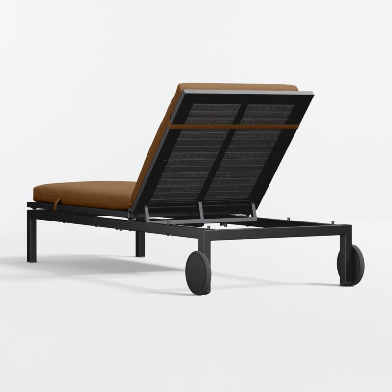 Alfresco Black Metal Outdoor Sun Lounger with Cast Teak Sunbrella ® Cushion - image 6 of 8
