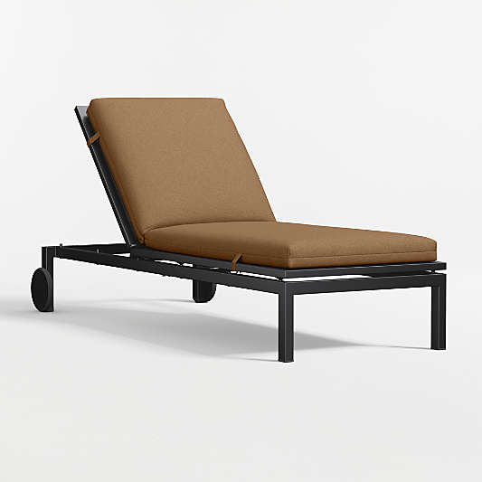 Alfresco Black Metal Outdoor Sun Lounger with Cast Teak Sunbrella ® Cushion