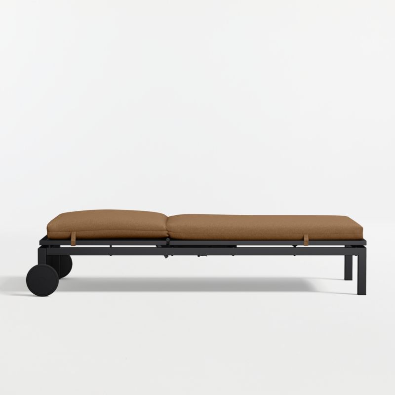 Alfresco Black Metal Outdoor Sun Lounger with Cast Teak Sunbrella ® Cushion - image 5 of 8