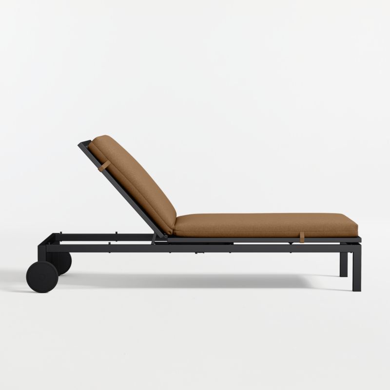 Alfresco Black Metal Outdoor Sun Lounger with Cast Teak Sunbrella ® Cushion - image 3 of 8