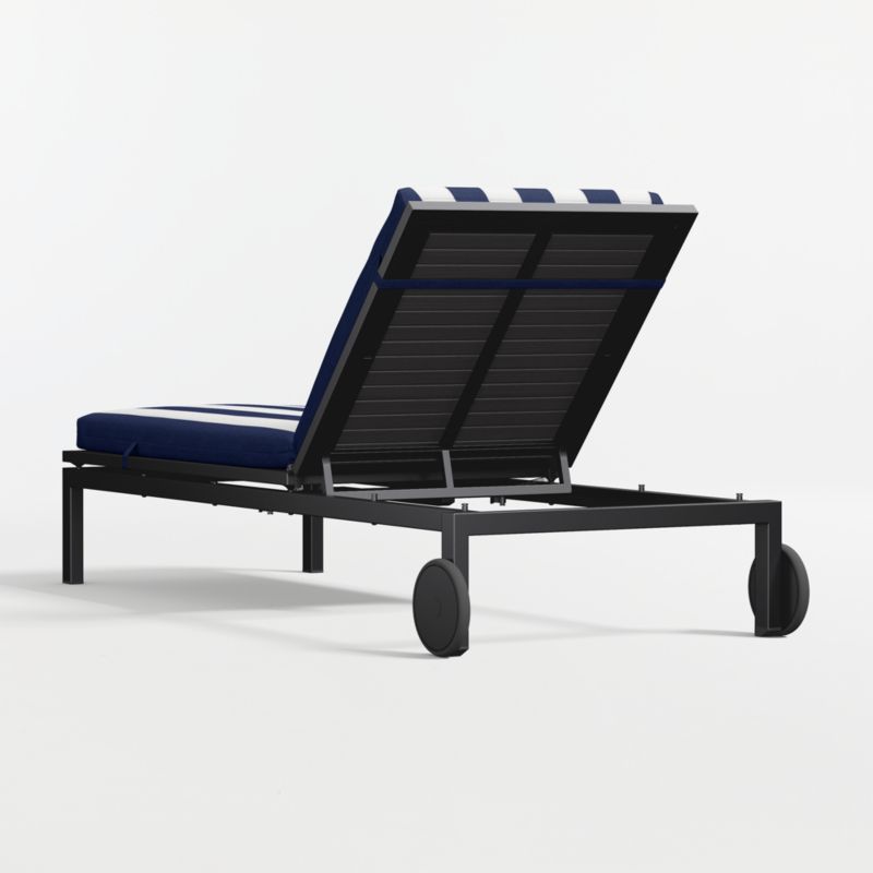 Alfresco Black Metal Outdoor Sun Lounger with Navy and White Cabana Stripe Sunbrella ® Cushion - image 6 of 8