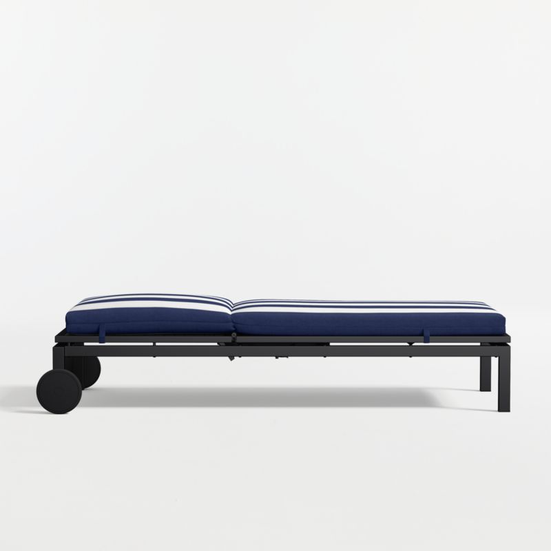 Alfresco Black Metal Outdoor Sun Lounger with Navy and White Cabana Stripe Sunbrella ® Cushion - image 5 of 8