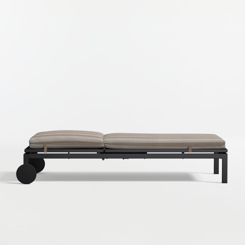 Alfresco Black Metal Outdoor Sun Lounger with Range Dune Stripe Sunbrella ® Cushion - image 5 of 7