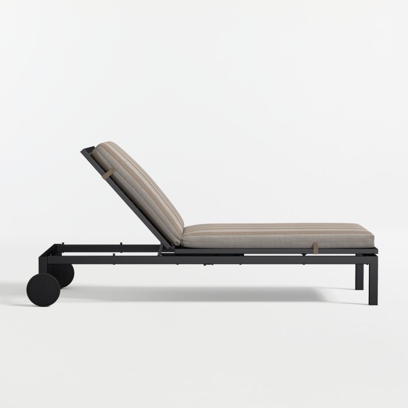 Alfresco Black Metal Outdoor Sun Lounger with Range Dune Stripe Sunbrella ® Cushion - image 3 of 7