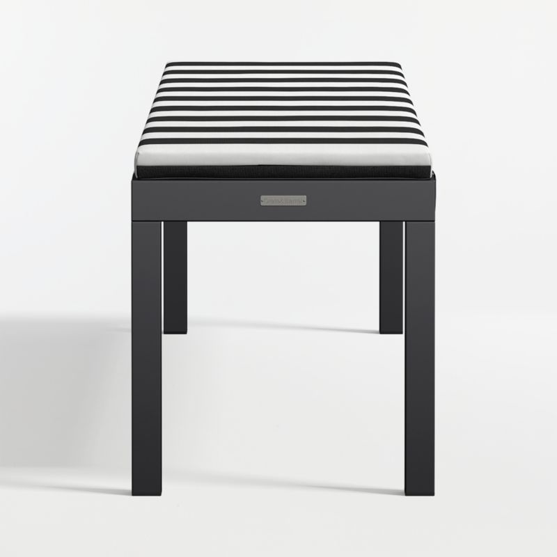 Alfresco Black Metal Outdoor Dining Bench with Black and White Cabana Stripe Sunbrella ® Cushion - image 6 of 7