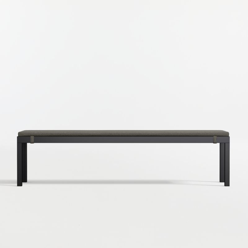 Alfresco Black Metal Outdoor Dining Bench with Canvas Charcoal Sunbrella ® Cushion - image 5 of 7