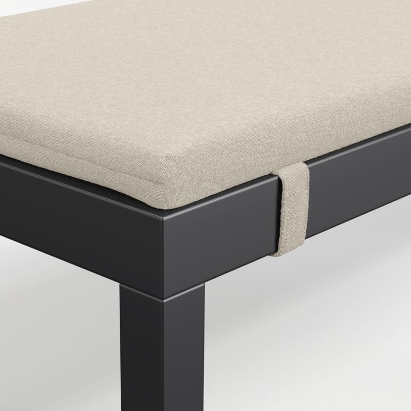 Alfresco Black Metal Outdoor Dining Bench with Canvas Flax Sunbrella ® Cushion - image 8 of 8